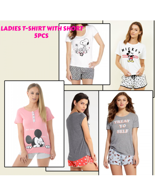 Mickie 10PCS Nightwear Ladies T-shirt With Short, N9987